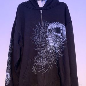 Hot Leathers Men’s Sweet Demise Zipper Hoodie XL Black